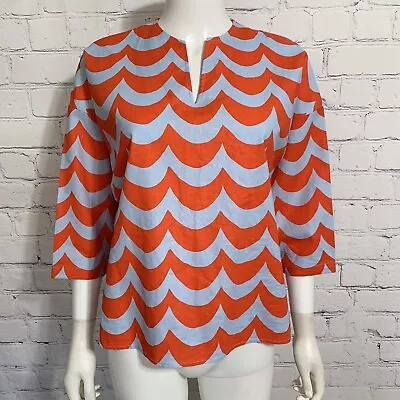 Limited Marimekko X Uniqlo Women’s Blouse XS Blue Orange Waves 3/4 Sleeve New • $43.95