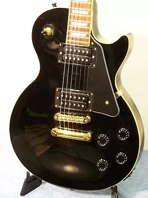 2002 EPIPHONE LES PAUL ELECTRIC GUITAR GOLD BLACK CUSTOM BEAUTY KOREA MIK W/CASE • $599