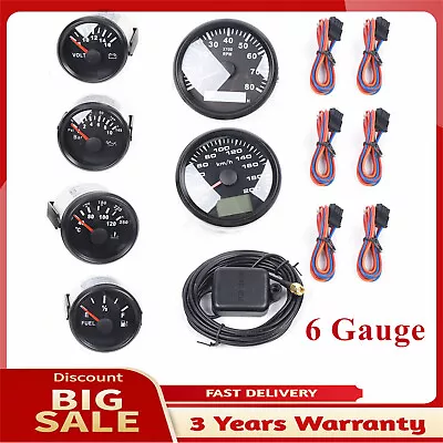 Universal Waterproof 6 Gauge Kit GPS Speedometer 9-32V For Car Truck Marine Boat • $132.05