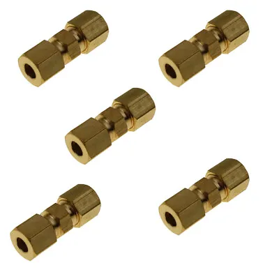 5 Pcs Brass Compression Fitting Union Connector 1/4  Tube OD X 1/4  Tube OD • $12.99