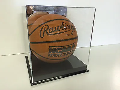 $57.95 • Buy Basketball MIRROR Back Display Case Acrylic Black Base NCAA NBA 85% UV Filtering
