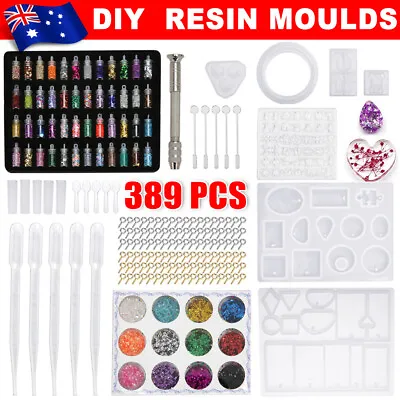 389PCS Resin Silicone Moulds Pendant Mold Epoxy Kit Jewelry Earrings Making DIY • $25.95