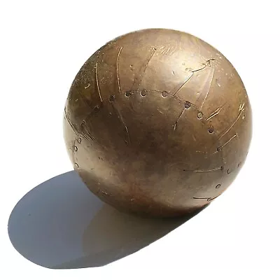 Vintage MCM Hand Crafted Nailed Brass Copper Sphere Ball 4” • $45