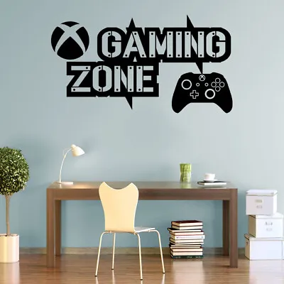 Gaming Zone Wall Stickers Xbox Controller Gamer Vinyl Decals Decor Xbox One • £7.50