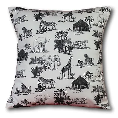 £7.75 • Buy Handmade Cushion Cover In Safari Fabric Elephant Zebra Giraffe Leopard Tiger