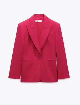 $75 • Buy Zara New Woman Tailored Blazer Jacket Limited Edition Fuchsia Pink L