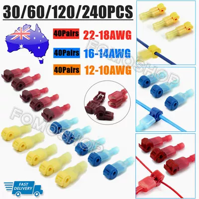 30/240pcs Spade T-Tap Quick Splice Crimp Terminals Kit Cable Wire Connectors Set • $6.92