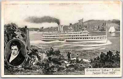 New York Steamboat Robert Fulton Hudson River Postcard 1909 • $7.76