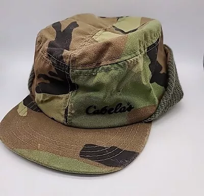 Vintage Hunting Cap Cabela's Camo  Ear Flaps Thinsulate Trapper Sz XL USA Made • $20