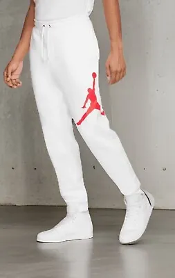 Jordan Jumpman Logo Fleece Pants Men’s Size L To 3XL White/Infrared BQ8646-100 • $49.95