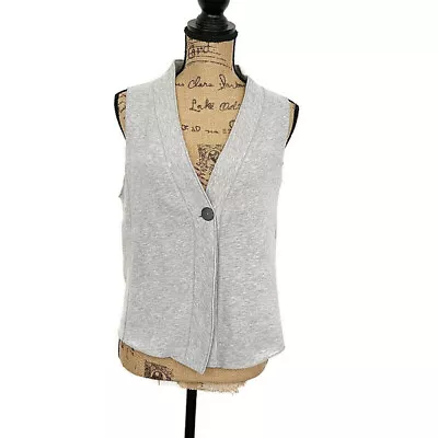 J Jill Womens Sz S Vest Solid Grey Sleeveless Single Button  • $17.46