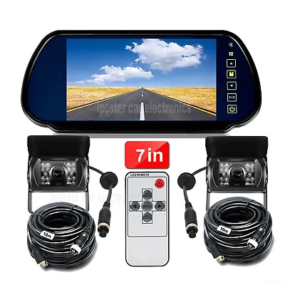 7  Touch Screen Rear View Mirror Monitor 2x 4Pin 12/24V Reversing Camera CARAVAN • $79.99