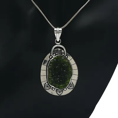 Amazing Green Moldavite Gemstone 925 Sterling Silver Handmade Pendant • $16.72