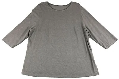 Vikki Vi Top T Shirt Womens 2 X Gray Round Neck 3/4 Sleeve • $14