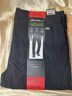 EDDIE BAUER Sz 34x32 WATER REPELLENT FLEECE-Lined Tech Stretch Hiking-Work-Pant • $16.20