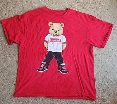 Men's Red  Streetwear Supreme Style Legend Bear XL • $17.99