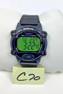 2007 Timex Expedition Digital Indiglo 39MM 100M Watch Day Date Chronograph R9 • $17.99