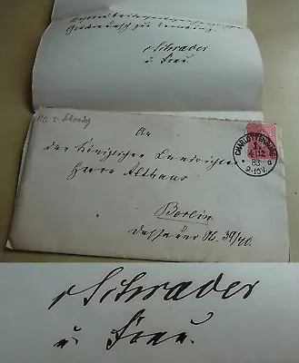 Kgl. Kammerherr Karl From Schrader (1848-1896): Signed Letter Berlin 1883 • $74.89