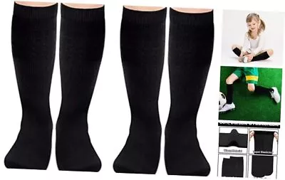 Toddler Soccer Socks Kids Soccer Socks Boys Girls 3-6 Years 2 Pack Black Black • $15.68