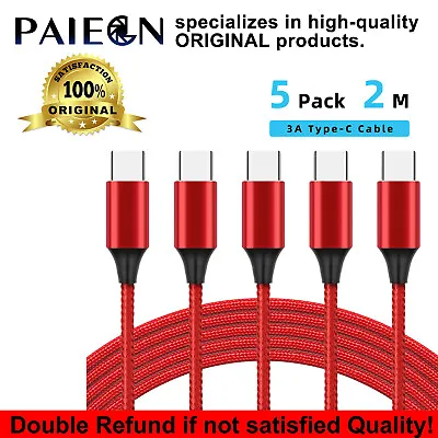 Paiegn Original 5 Pack USB C Cable Type C Fast Charging 6FT For Iphone15 Samsung • $23.49