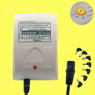 $29.50 • Buy 2000mA Regulated AC/DC Power Supply Adapter 100V-240V To 3V 3.5V 4.5V 5V 6V 6.5V