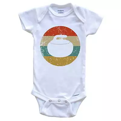 Curling Vintage Retro Curling Stone Circle Icon One Piece Baby Bodysuit • $22.99