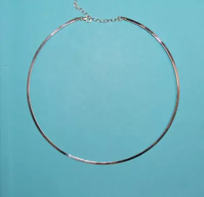 Sterling Silver Designer Solid Flat Choker Necklace With Clasp  [034GCM] • $24.99