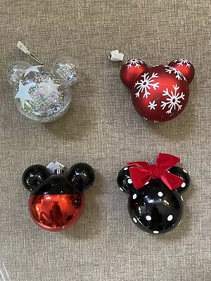 Primark Disney Mickey Mouse Shaped Christmas Tree Ornaments Set (4) - Red/Black • $20.99