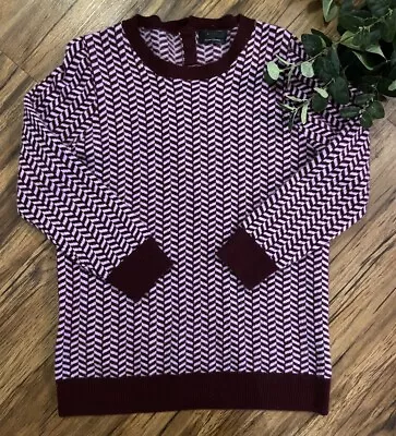 J Crew Sweater Womens Small Italian Cashmere Herringbone Crew Neck Purple • $45.99