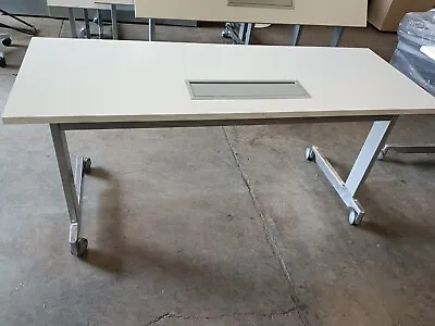 Pale Grey Flip Top Meeting Office Table Furniture With Media - 160cm X 80 • £125