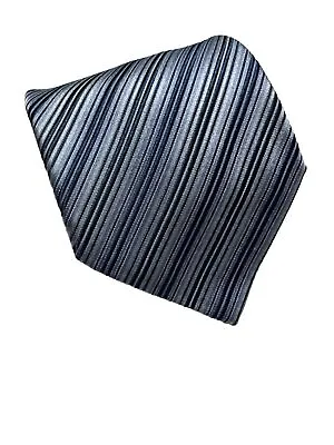 Charvet Silk Tie 9.5cm Wide 100% Silk Made In France Blue Diagonal Stripes • £35