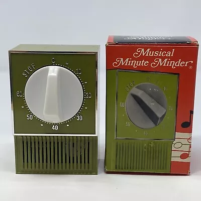 Vtg Calcomp Rotary Kitchen Timer MUSICAL Minute Minder MCM Green Made In Japan • $29.95