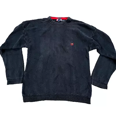 CHAPS Sweater Adult 2XL Navy Blue Cable Knit Hand Framed Ralph Lauren Cotton HW • $23.78