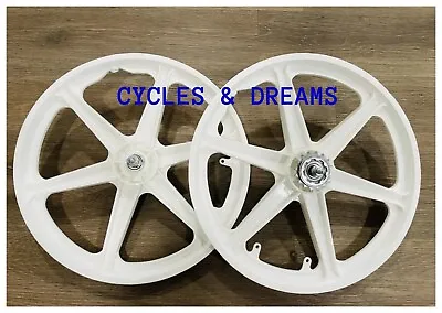 Pair Of 20  Bicycle Mag Wheels Set 6 SPOKE WHITE FOR GT DYNO HARO Any BMX BIKE • $129.99