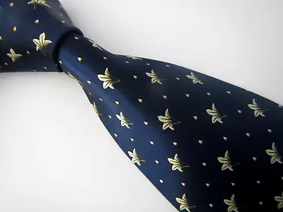 Dunhill Flower Printed Silk Necktie Tie Blue • $19.99