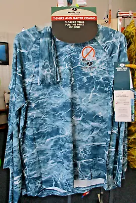 Mossy Oak Fishing Shirt Long Sleeve Blue Camo XL • $18.95