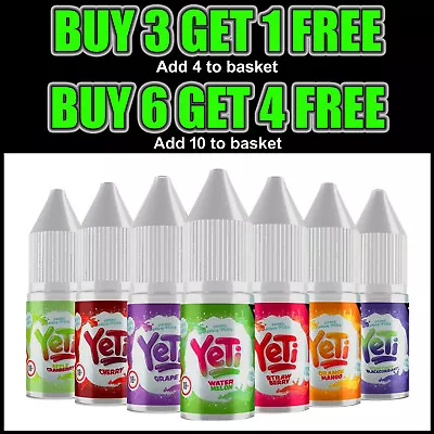 Yeti Premium Nic Salts 10ml E Liquid Vape Pod Juice 10mg 20mg - BUY 3 GET 1 FREE • £3.65