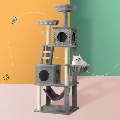 I.Pet Cat Tree 169cm Tower Scratching Post Scratcher Wood Bed Condo House Rattan • $126.75