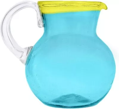 Amici Home Acapulco Pitcher Authentic Mexican Handmade Blue Yellow 80 Ounces • $29.99