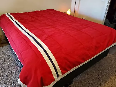 Vintage Ticking Tommy Hilfiger Queen Reversible Red Comforter Heavy 88x90 • $129