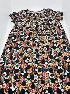 LulaRoe Carly Women's Dress Multicolor Medium Mickey Mouse Pocket Round Neck Med • $19