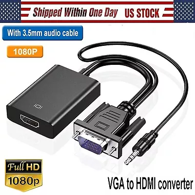 VGA To HDMI Converter 1080P HD Adapter With Audio Cable For HDTV PC Laptop TV • $5.50