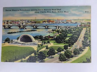 Hatch Memorial Band Shell Charles River Basin  Boston  Mass.  Linen Postcard • $4