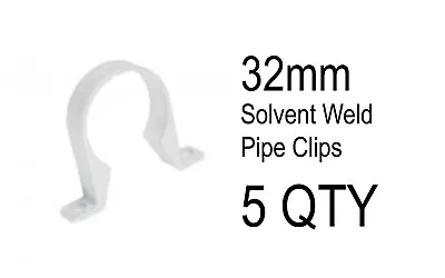5 X 32mm Solvent Glue Weld Waste Pipe Clips White Water Fixing Plumbing Fitting • £1.75