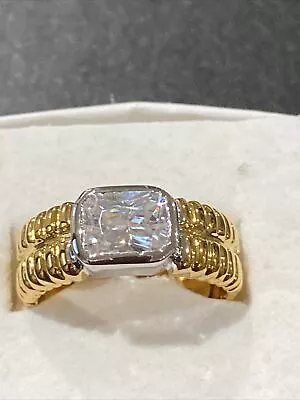 Mens Ring Size 9 18 K Gold Plated Square CZ  • $29