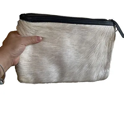Designer Real Fur Leather Large Clutch Pouch  Bag Western Cowgirl Hippy Boho • $12