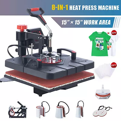 8/5 In1 Heat Press Machine Transfer Sublimation T-Shirt Mug Hat Plate 15x12 /15  • $369.99