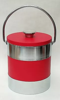 Vintage Atomic Style Red Vinyl & Silver Chrome Ice Bucket Made In Japan • £19.99