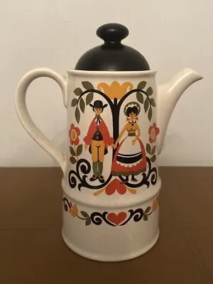 Vintage SADLER Folk Love Tea Coffee Pot Scandi Design Skandi Folk Art Retro 70s • £34.99