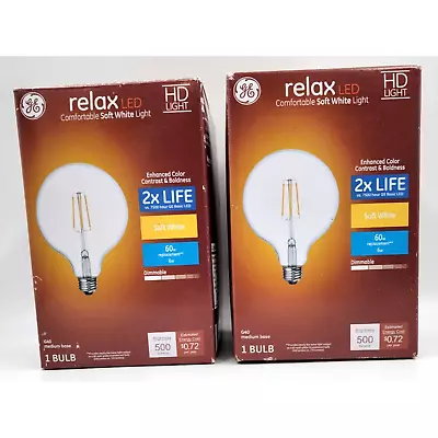 2 GE Relax 60-Watt EQ G40 Soft White Medium Base (e-26) Dimmable LED Light Bulb • $16